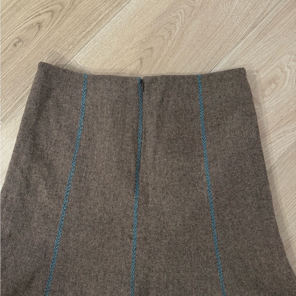 Wool cotton skirt tan with turquoise tread - Picture 5 of 5